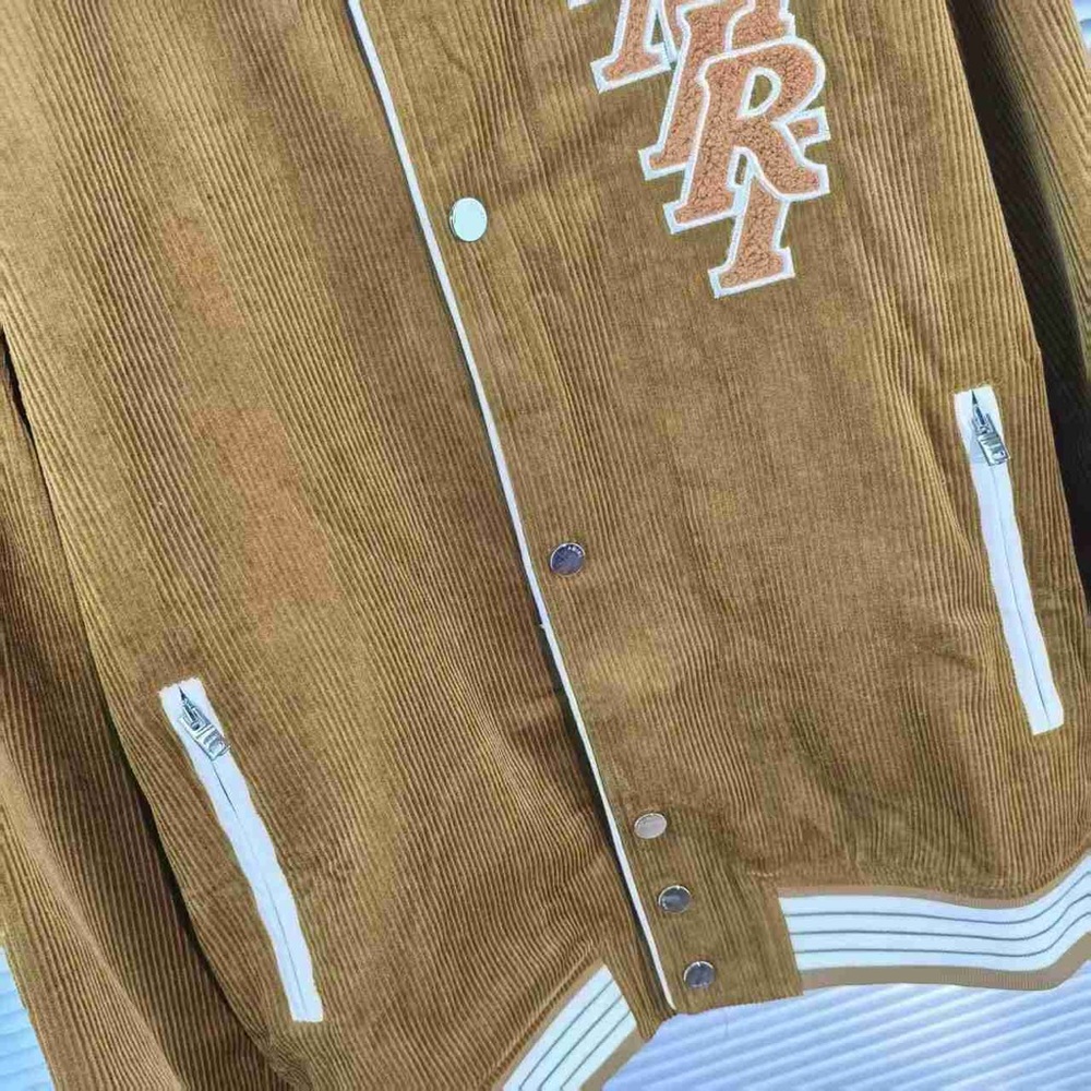 AMIRI Brown Bomber Jacket with Cream Accents - Picture 4 of 6